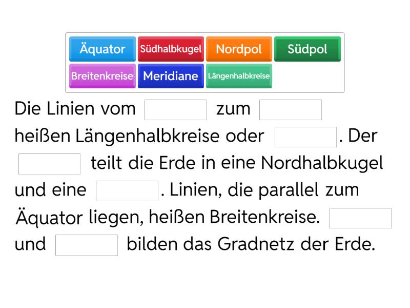 Erdkunde Bung Kontinente U Gradnetz Complete The Sentence