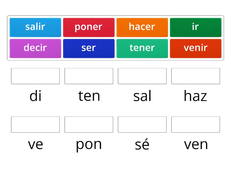 Imperativo Irregulares Une Las Parejas