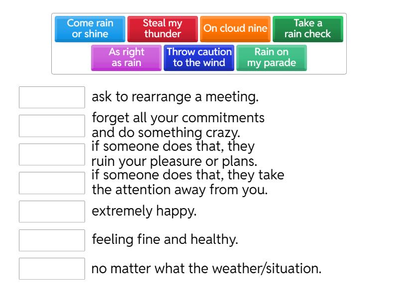 Weather Idioms Match Up