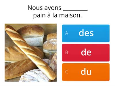 Les aliments et les articles partitifs (A1)