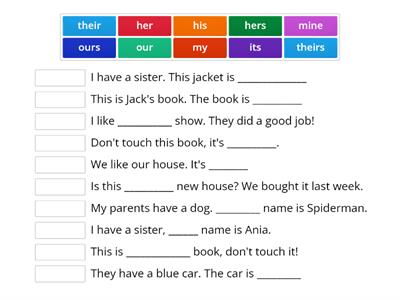 Possessive adjectives and possessive pronouns