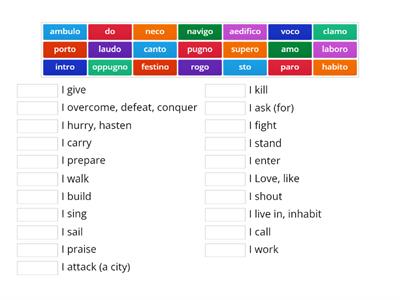 CE Level 1 Latin 1st Conjugation Verbs