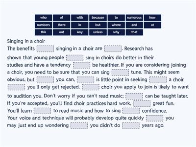 FCE Complete, Unit 2 Choir