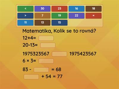 Skřítek matematik doplň chybějící čísle nebo porovnej