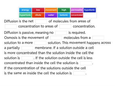 Diffusion & osmosis recap