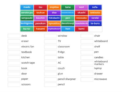classroom items - romaji
