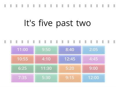 Telling the time - find the match