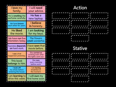 Classify: Action & Stative Verbs