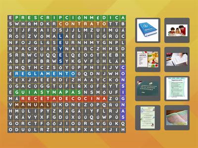 Sopa de letras de clases de texto instructivo