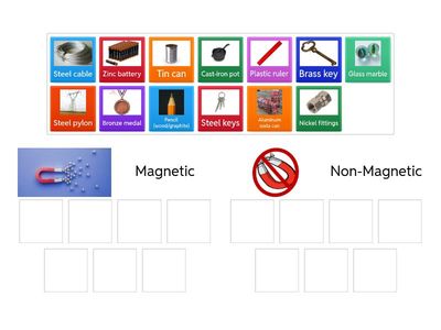 Magnetic and non- magnetic materials sorting game: