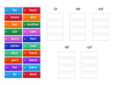  R-Controlled Vowel Sort