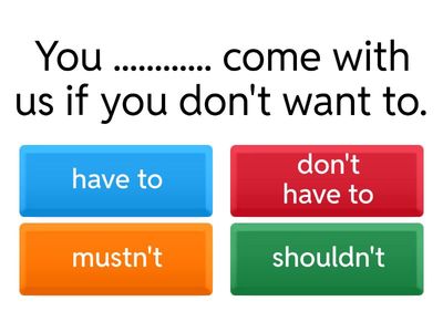 Modals - obligation, prohibition and advice QUIZ (Int)