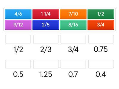 Grade 8 – Fraction Match Up
