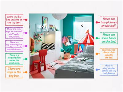 Prepositions of place. Bedroom.