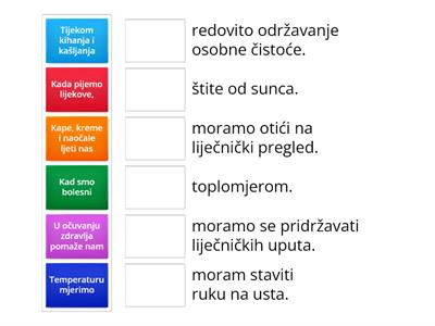 Zdravlje - povezivanje rečenica