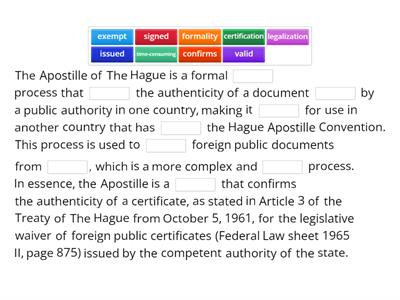 Apostille of the Hague 