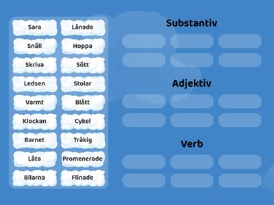 Copy of Vilket ord är vad? Substantiv - Adjektiv - Verb