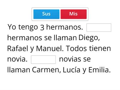 Completa las siguientes oraciones con el posesivo correcto.