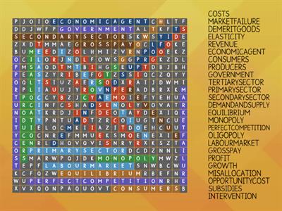 Economics wordsearch