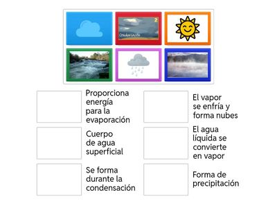 El Ciclo del Agua: Une cada concepto con su definición correcta