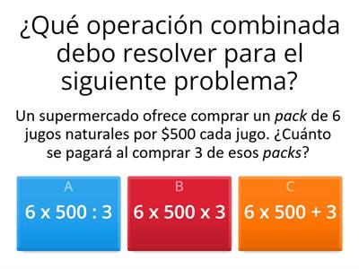 Resolución de problemas operaciones combinadas