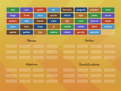 Nomes, Verbos, Quantificadores ou Adjetivos - nível 1