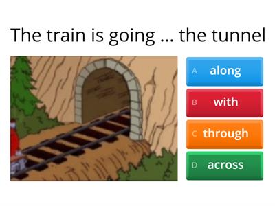 Prepositions round, across, into, out of, through, over