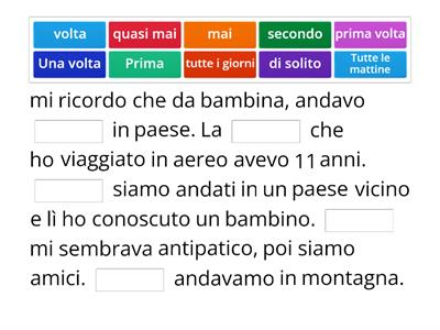 Espressioni di tempo con l'imperfetto e con il passato prossimo