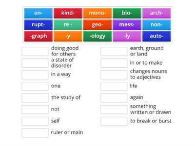 Affix Match-up Activity