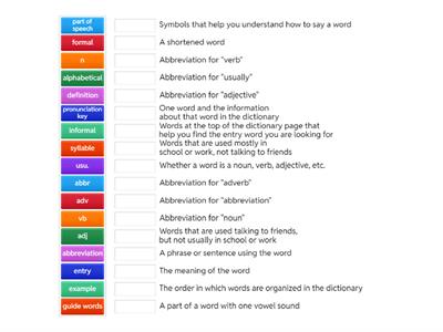 Dictionary vocabulary