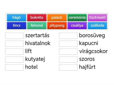 Rokon értelmű szavak keresése - felső tagozat