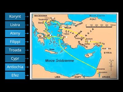 Mapa - podróże misyjne ap. Pawła