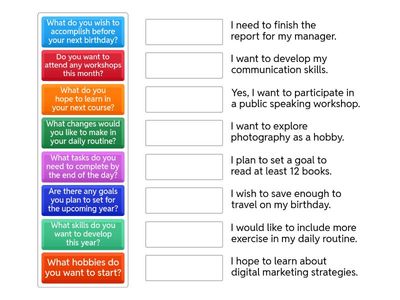 Match questions and answers: