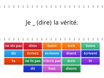 Verbes dire, lire, écrire