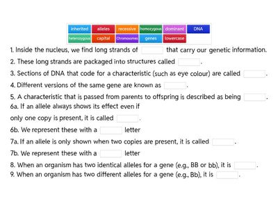Genetics Key words 