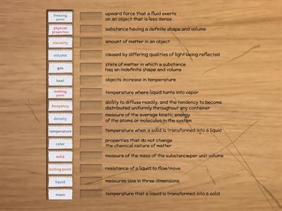 Properties of Matter Match Up