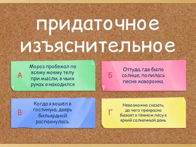 Типы придаточных частей