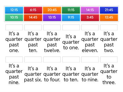 Time - quarter past, quarter to 