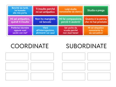 Distingui le PROPOSIZIONI COORDINATE da quelle SUBORDINATE.