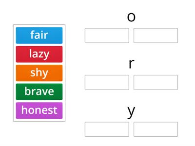 Adjectives describing character 1