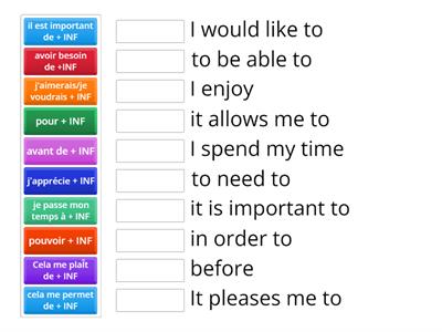 Y10 Technology Infinitive phrases MATCH UP