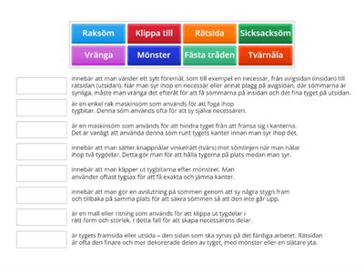 Begrepp till sömnad åk 4-6