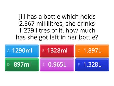 CAPACITY QUIZ!!!!!!! (4th and 5th class) 