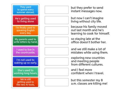 CONARE 12 Used to / Be used to / Get used to Match Up Exercise