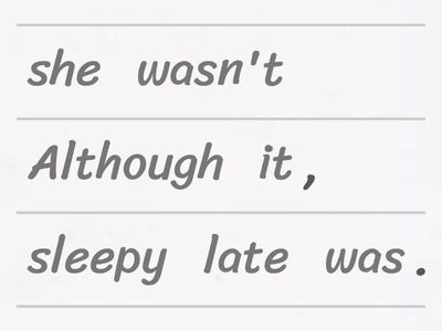  "Although" in sentences