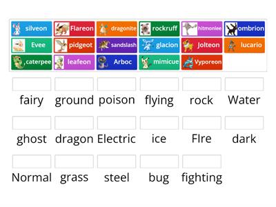 Drag the pokemon to its type!