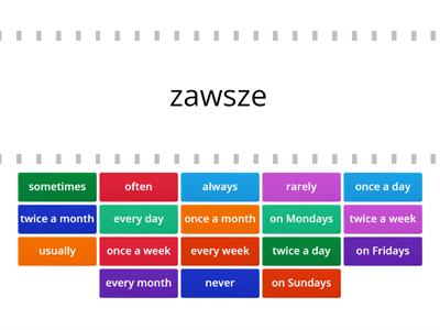 Present Simple - określenia czasu POL-ANG - Znajdź parę - motywujący anglista