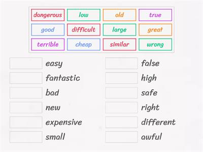 Solutions Elem 3E Match the opposite adjectives