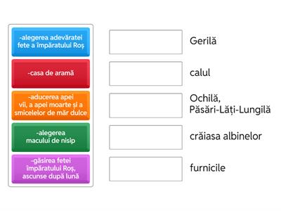 „Povestea lui Harap-Alb”, Ion Creangă: unește elementele celor două coloane