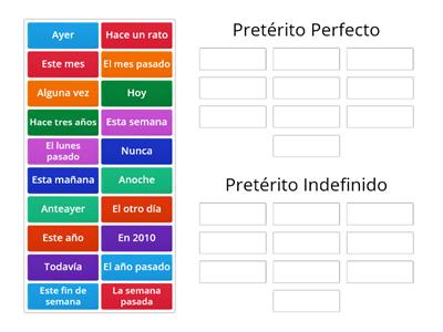 Marcadores temporales:  indefinido vs perfecto